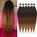 Braiding Hair Pre stretched 16 Inch Ombre Braiding Hair Extensions Hot Water Setting Synthetic Hair Pre Stretched Crochet Braids Hair Yaki Texture(16 Inch 6 Packs 1B/30/27#Ã¯Â¼â€°