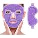 Cool ice eye mask reduce edema eye pouch sinuses redness and swelling pain relief dark circles migraine hot / cold packaging with soft plush backing (purple (1 eye mask + 1 mask))