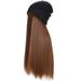 ZTTD 23.6Inch Women Winter Beanie Hat Wig Knit With Long Straight Wig Long Hair Wig Warm Ladies Party Daily Weddings Wig