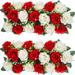 YEAHOO 2Pcs Artificial Floral Swag Hanging Wreath Flowers Backdrop Garland Wedding Arch(red & white mixed)