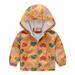 Kids Long Sleeve Windbreaker Jacket With Hoods Baby Grils Boys Print Jacket Zipper Coat Toddler Lightweight Hooded Windproof Coat Yellow-B 120