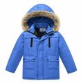 Boys Girls Puffer Down Jacket Kids Solid Color Winter Thick Warm Parka Jacket Detachable Hood Jacket Windproof Tops Outwear Blue 3-4 Years