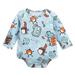 Baby Boy Jumpsuits Toddler Kids Child Newbornlong Sleeve Cute Cartoon Print Romper Bodysuit Outfits Clothes Blue 2 Years-3 Years