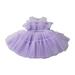 Fattazi Toddler Baby Girl Lace Sleeveless Dress Solid Color Bow Dress Princess Puffy Dress Wedding Party Prom