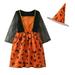 Youmylove Fashion Dresses For Girls Toddler Kids Witch Style Comtome Party Dress Hat Outfit Set