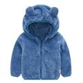 QUYUON Toddler Baby Girls Fleece Jacket Kids Full Zip up Hoodies Jackets Infant Winter Coat Casual Long Sleeve Warm Lined Fleece Hooded Sweatshirt Jacket Outerwear Blue 2T-3T