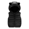 QUYUON Toddler Down Vest with Hood Baby Girls Boys Winter Coats Kids Sleeveless Lightweight Puffer Jacket Infant Baby Full Zip up Cute Hoodies Jackets Outerwear Hooded Down Jacket Black 6-12 Months