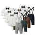 KYAIGUO Kids Toddler Boys 2Pcs Clothes Suits Outfits Baby Tuxedo 6-24 Months Toddler Dress Shirt with Bowtie + Suspender Pants Outfit Sets Gentleman Wedding 1-12 Years