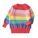 Baby Sweater Toddler Boys Girls Pullover Cute Rainbow Stripe For Autumn Fall And Winter Top Sweatshitr Pink 12 Months-18 Months