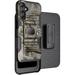 Nakedcellphone Rugged Combo for Samsung Galaxy A15 5G Phone Case Hybrid Ring Grip Cover with Stand [Built-In Mounting Plate] and Belt Clip Holster Holder - Outdoor Bush Camo Tree Design