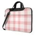 YFYANG 15.6 inch Universal Laptop Bag Oxford Cloth Laptop Sleeve Multi-functional Vintage Pink Plaid Texture Notebook Computer Messenger Bag Handbag