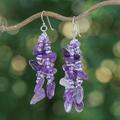 'Purple-Toned Amethyst and Glass Beaded Waterfall Earrings'