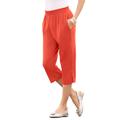 Plus Size Women's Soft Knit Capri Pant by Roaman's in Copper Red (Size 6X)