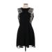 Gabby Skye Cocktail Dress - A-Line Crew Neck Sleeveless: Black Solid Dresses - Women's Size 10