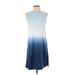Old Navy Casual Dress - A-Line High Neck Sleeveless: Blue Color Block Dresses - Women's Size Small