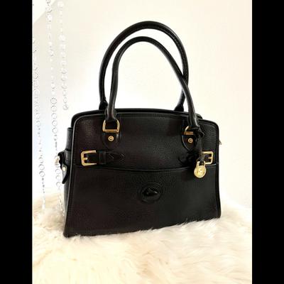 Dooney & Bourke Bags | Euc Vintage Black Pebble Leather Dooney & Bourke Handbag Brass Hardware | Color: Black/Gold | Size: Os