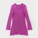 Athleta Dresses | Athleta Bright Purple Crochet Hooded Long Sleeve Sweater Mini Dress P2707 | Color: Pink/Purple | Size: M