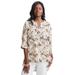 Plus Size Women's Hi-Low Linen Tunic by Jessica London in Chocolate Palm Leaves (Size 26 W) Long Shirt