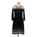 Nine West Casual Dress - A-Line Scoop Neck 3/4 sleeves: Black Color Block Dresses - Women's Size Medium