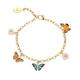 Bill Skinner - Gold Bracelet for Women, Elegant and Unique Dress Jewellery, 18ct Gold, 200mm Long Chain, Gift for Weddings, Birthdays and more (Butterfly Charm)