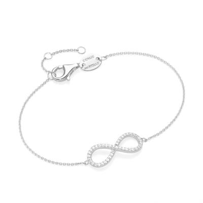 Armband "Infinity mit Zirkonia Steinen, Silber 925", weiß, GIORGIO MARTELLO MILANO, Armbänder, Damen, 19cm, Silber 925 (