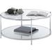 Better Homes & Gardens Convenience Concepts Royal Crest 2 Tier Round Glass Coffee Table Glass/Metal in Gray | 17 H x 36 W x 36 D in | Wayfair