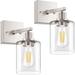 Breakwater Bay Annafran Modern Wall Sconces Set Of 2 w/ Clear Glass Shade Glass/Metal in Gray | 10 H x 4.72 W x 6 D in | Wayfair