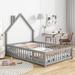 Harper Orchard Avgolida House-Shaped Headboard Floor Bed w/ Fence, Solid Wood in Gray | 64.8 H x 57 W x 78.2 D in | Wayfair