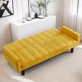 Corrigan Studio® 73.62" Linen Futon Sofa Bed | 28.93 H x 73.62 W x 19.88 D in | Wayfair 8BE461A8ED7B4FBE80A367B3981510FF
