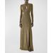 Wilma Cutout Mock-neck Shimmer Gown