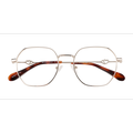 Unisex s geometric Shiny Gold Metal Prescription eyeglasses - Eyebuydirect s Aiko