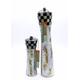 Pepper Grinders 2 x Solid Wood Salt and Pepper Mills with Ceramic Grinders - 27cm & 16 cm - Old World Country Cottage Antique Finish