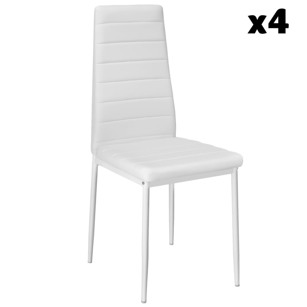 Ensemble 4 chaises de salle à manger aspect cuir ergonomique blanc