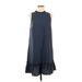 Ann Taylor LOFT Casual Dress - DropWaist Mock Sleeveless: Blue Print Dresses - Women's Size 6