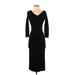 Theory Cocktail Dress - Midi V Neck 3/4 sleeves: Black Print Dresses - Women's Size P