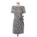 Casual Corner Casual Dress - Wrap: Gray Jacquard Dresses - Women's Size 2 Petite