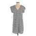 Everly Casual Dress - Mini V Neck Short sleeves: Silver Print Dresses - Women's Size Small