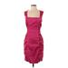 Arden B. Casual Dress - Sheath Square Sleeveless: Burgundy Print Dresses - Women's Size Small