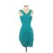 BCBGMAXAZRIA Casual Dress - Party V-Neck Sleeveless: Blue Solid Dresses - New - Women's Size 2X-Small