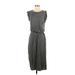 Ann Taylor LOFT Casual Dress - Midi Crew Neck Sleeveless: Gray Print Dresses - Women's Size Small