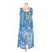Ashley Stewart Casual Dress - A-Line Scoop Neck Sleeveless: Blue Print Dresses - New - Women's Size 18 Plus