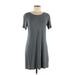 Garage Casual Dress - Shift Scoop Neck Short sleeves: Gray Solid Dresses - Women's Size Medium