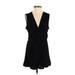 BCBGeneration Casual Dress - Mini V Neck Sleeveless: Black Print Dresses - New - Women's Size X-Small