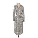 H&M Casual Dress - Midi: Gray Snake Print Dresses - Women's Size 2
