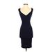 Rock Steady Casual Dress - Bodycon V-Neck Sleeveless: Blue Solid Dresses - Women's Size Small