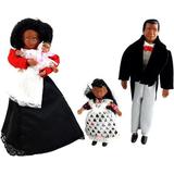 Dollhouse Miniature Victorian Black Family of 4 People Bendable Poseable 1:12