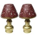 2 Pcs Vintage Miniature Table Lamp Model Doll House Accessories Chritmas Decor Bedside Lamps Desk Light