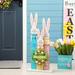 30"H Easter Wooden Cute Bunny Family Porch Sign with Wreath Hook by Glitzhome