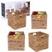Foldable Handwoven Water Hyacinth Storage Baskets Wicker Cube Baskets Rectangular Laundry Organizer Totes,Set of 4 Pcs
