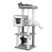 52 Gray Cat Tree with Hammock Scratching Posts & Condo Multi-Level Modern Wooden Tower for Adult Cats